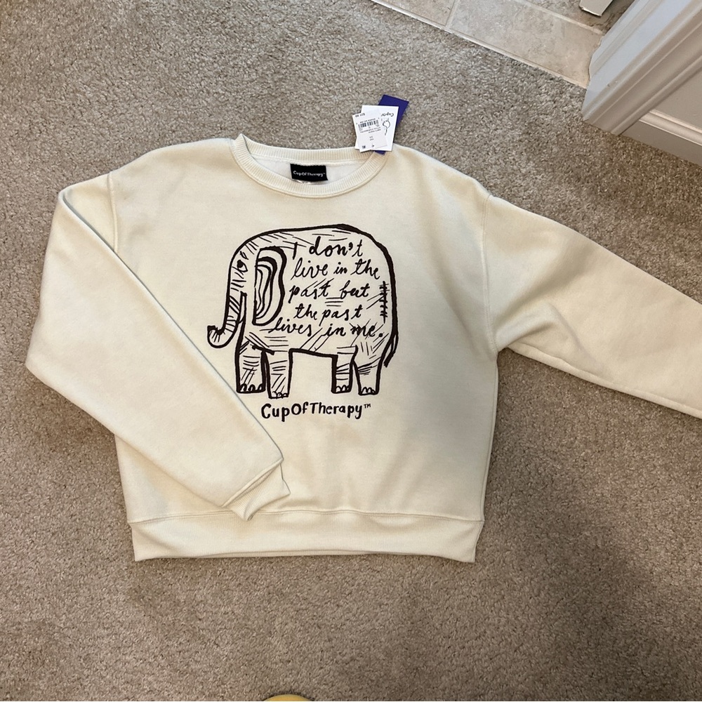Brand New Women's CupOfTherapy Elephant Graphic Sweatshirt XS